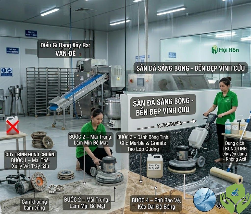 Đánh Bóng Sàn Đá Hoa Cương – Khi Ngôi Nhà Của Bạn Xứng Đáng Lấy Lại Ánh Sáng Ngày Đầu