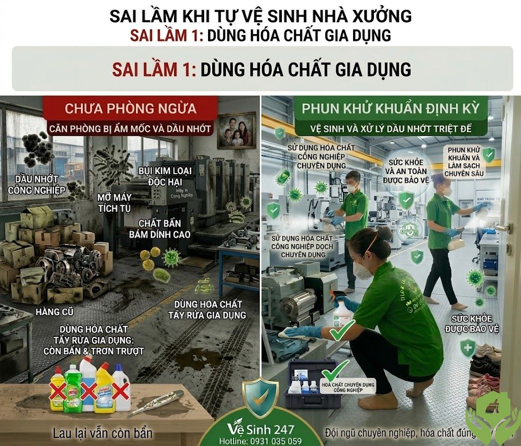 Top 7 Sai Lầm Khi Tự Vệ Sinh Nhà Xưởng – Và Cách Khắc Phục Hiệu Quả