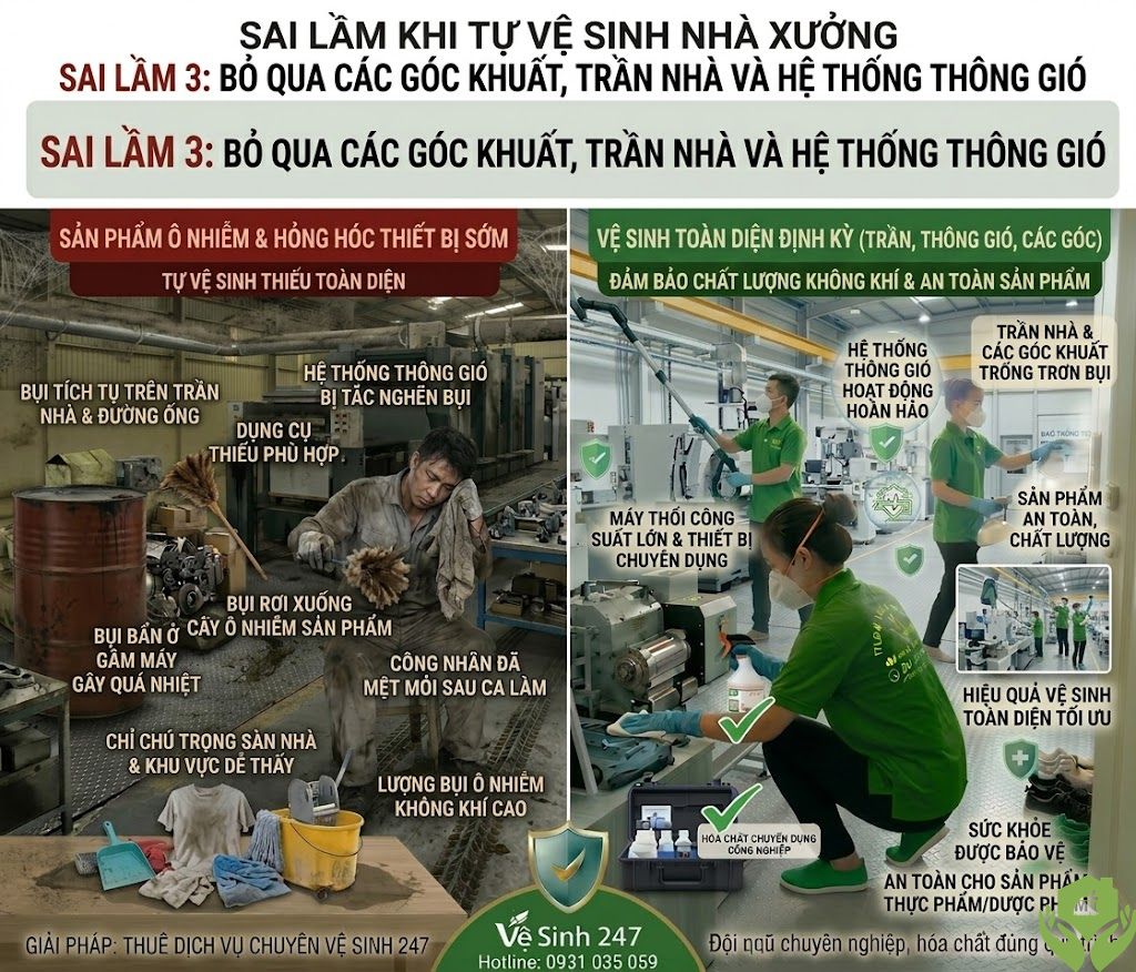 Top 7 Sai Lầm Khi Tự Vệ Sinh Nhà Xưởng – Và Cách Khắc Phục Hiệu Quả